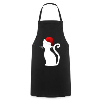 Chat Noël Noël Joyeux Noël - Tablier de cuisine - noir - Devant - AI Model Male 185 dark (185cm)