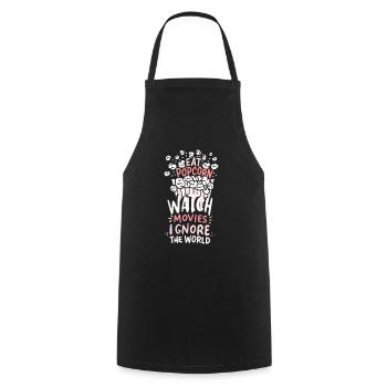 Popcorn Watch Movies gift idea couch potato fun - Cooking Apron - black - Front - AI Model Male 185 dark (185cm)