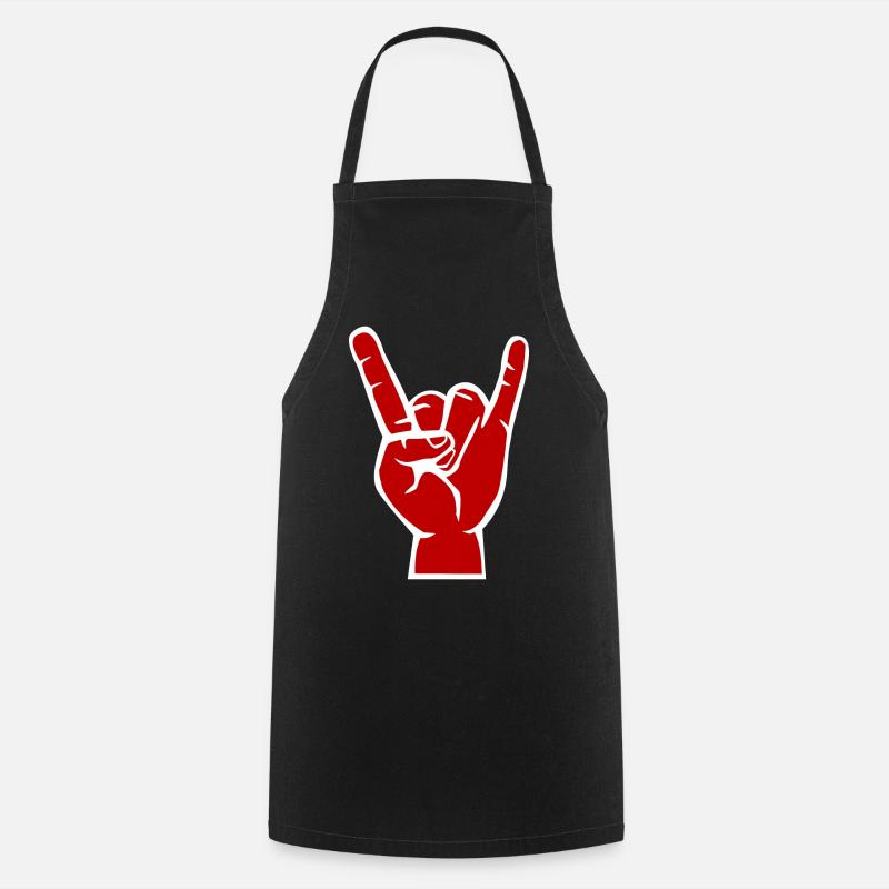 Teufels -Hand, Devil Rock cool metal Symbol - Kochschürze - Schwarz