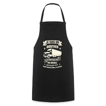 JE SUIS UN ROUTIER - JE FERME DÉJÀ PAS MA GUEULE - Tablier de cuisine - noir - Devant - AI Model Male 185 dark (185cm)