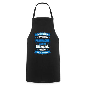PHARMACIEN GÉNIAL - Tablier de cuisine - noir - Devant - AI Model Male 185 dark (185cm)