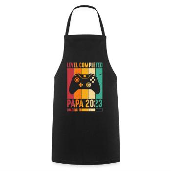 Level Completed Papa 2023 Loading Gamer Papa - Kochschürze - Schwarz - Vorne - AI Model Male 185 dark (185cm)