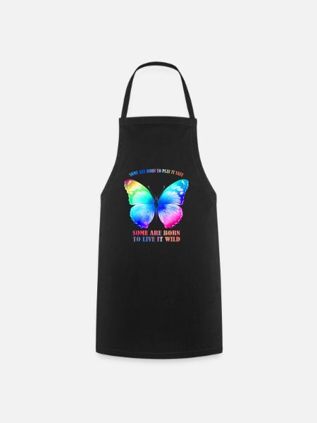 Butterfly Rainbow - Rainbow Butterfly Graphic - Cooking Apron - black
