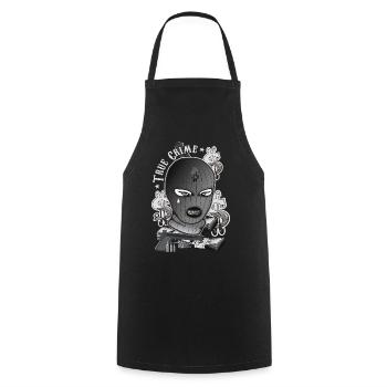 True crime - Cooking Apron - black - Front - AI Model Male 185 dark (185cm)