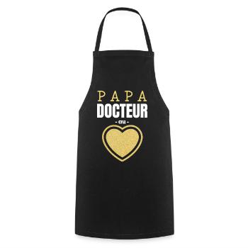 Papa Docteur au Cœur d'Or - Tablier de cuisine - noir - Devant - AI Model Male 185 dark (185cm)