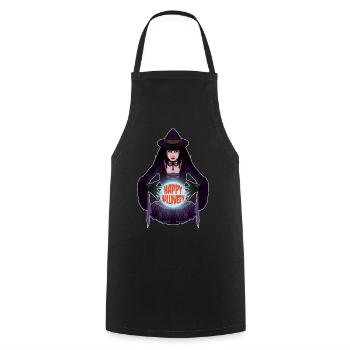 Scary Witch Crystal Ball Happy Halloween Costume - Cooking Apron - black - Front - AI Model Male 185 dark (185cm)