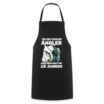 Angler 18 Geburtstag Angeln 18 Jahre Spruch - Kochschürze - Schwarz - Vorne - AI Model Male 185 dark (185cm)