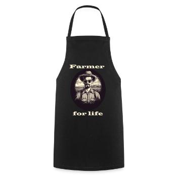 Farmer for life white - Cooking Apron - black - Front - AI Model Male 185 dark (185cm)
