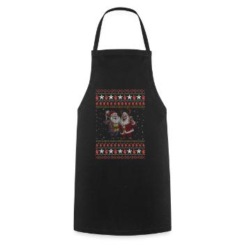 Santa und Rentier Ugly Chrismas  - Kochschürze - Schwarz - Vorne - AI Model Male 185 dark (185cm)