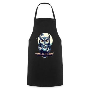 Hibou veilleur de nuit - Tablier de cuisine - noir - Devant - AI Model Male 185 dark (185cm)