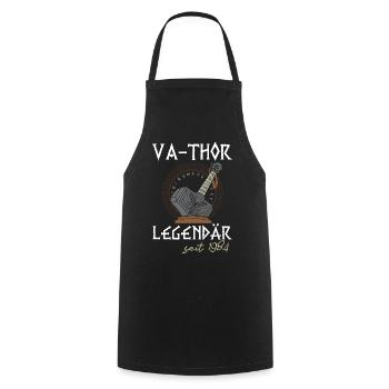 Va-Thor 39e anniversaire père légendaire depuis 1984 - Tablier de cuisine - noir - Devant - AI Model Male 185 dark (185cm)