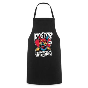 Pop Art Dogtor Prescription: Belly Crawl! - Cooking Apron - black - Front - AI Model Male 185 dark (185cm)