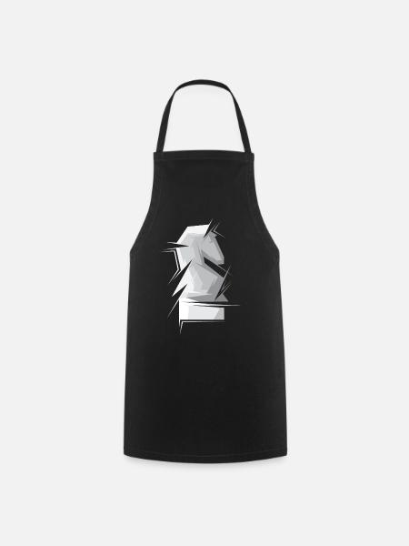 Tournoi du club de figures d’échecs abstraites de cheval d’échecs - Tablier de cuisine - noir
