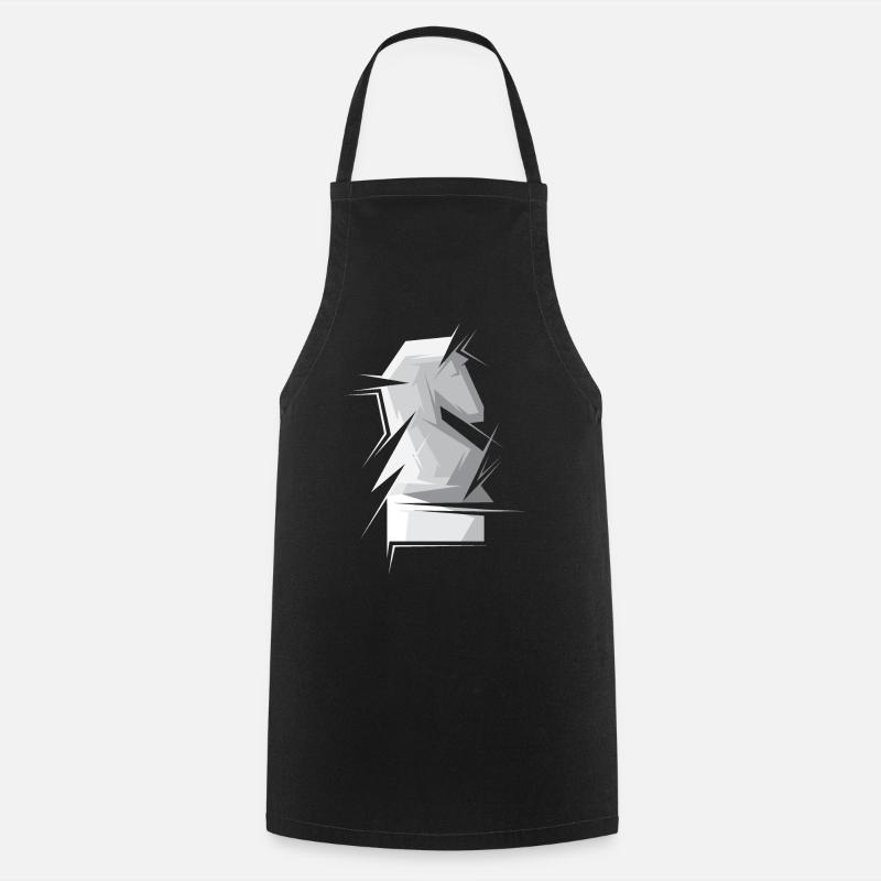 Tournoi du club de figures d’échecs abstraites de cheval d’échecs - Tablier de cuisine - noir