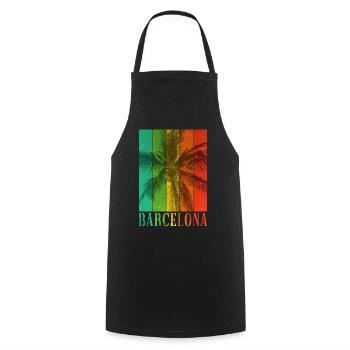 Barcelona Spanien Sommer Palmen Strand Meer Urlaub - Kochschürze - Schwarz - Vorne - AI Model Male 185 dark (185cm)