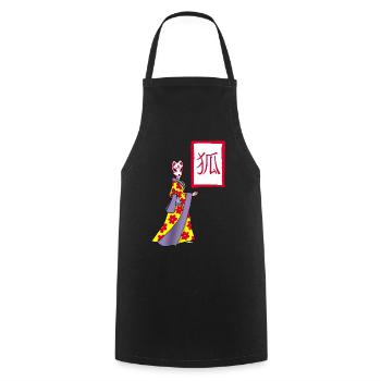 Fox Kitsune manga - Cooking Apron - black - Front - AI Model Male 185 dark (185cm)