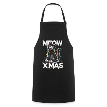 Miau Weihnachten süße Katze in Lichter gewickelt Weihnachten T-Shirt - Kochschürze - Schwarz - Vorne - AI Model Male 185 dark (185cm)