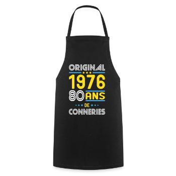 Original – 1976 – 50 ans de conneries - Tablier de cuisine - noir - Devant - AI Model Male 185 dark (185cm)