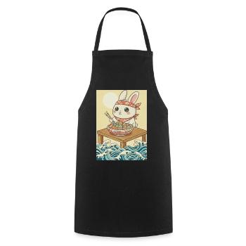Kawaii Easter Bunny - Cooking Apron - black - Front - AI Model Male 185 dark (185cm)