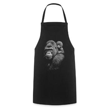 Gorilla with cub in black and white - Cooking Apron - black - Front - AI Model Male 185 dark (185cm)