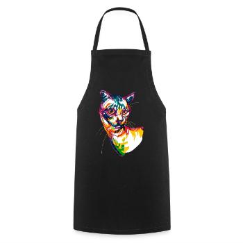Neon Cat - Cooking Apron - black - Front - AI Model Male 185 dark (185cm)