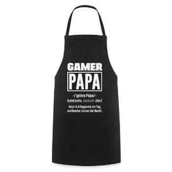 Gamer Papa Definition Lustiger Zocker Vater - Kochschürze - Schwarz - Vorne - AI Model Male 185 dark (185cm)