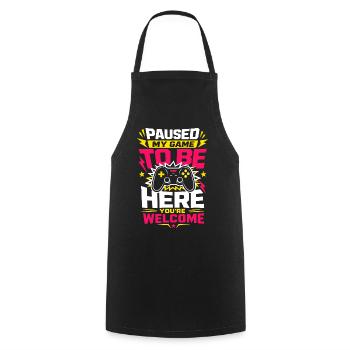 Paused My Game To Be Here Gamer - Cooking Apron - black - Front - AI Model Male 185 dark (185cm)