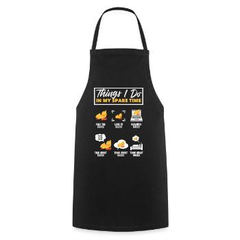 Motifs drôles de canards Citons amoureux de canards - Tablier de cuisine - noir - Devant - AI Model Male 185 dark (185cm)