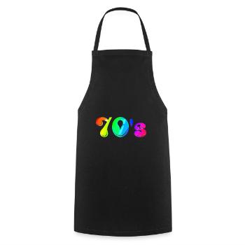 70s | Seventies | Decade | Symbol - Cooking Apron - black - Front - AI Model Male 185 dark (185cm)
