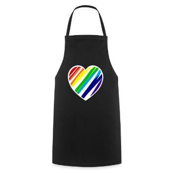 Rainbow heart striped - show tolerance - Cooking Apron - black - Front - AI Model Male 185 dark (185cm)
