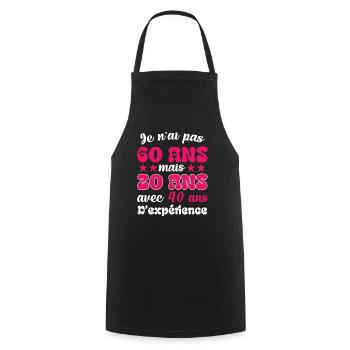 Je n'ai pas 60 ans cadeau humour anniversaire - Tablier de cuisine - noir - Devant - AI Model Male 185 dark (185cm)