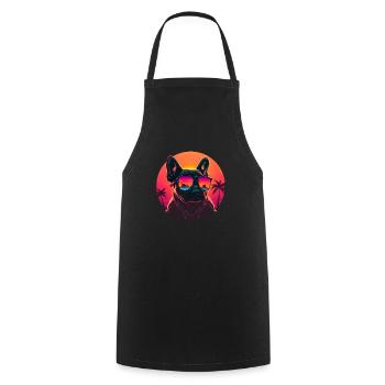 Synthwave french bulldog Sunset - Cooking Apron - black - Front - AI Model Male 185 dark (185cm)