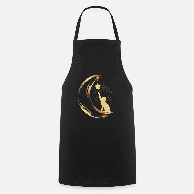 Cat Moon Star Cat Lover - Cooking Apron - black