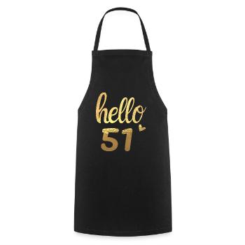 Hello 51 doré - Tablier de cuisine - noir - Devant - AI Model Male 185 dark (185cm)