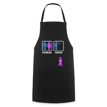 Problème résolu | drôles de dictons, sarcasme - Tablier de cuisine - noir - Devant - AI Model Male 185 dark (185cm)