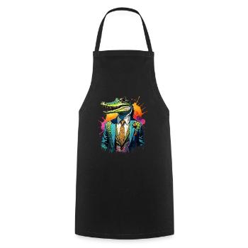 Crocodile in a suit - Cooking Apron - black - Front - AI Model Male 185 dark (185cm)