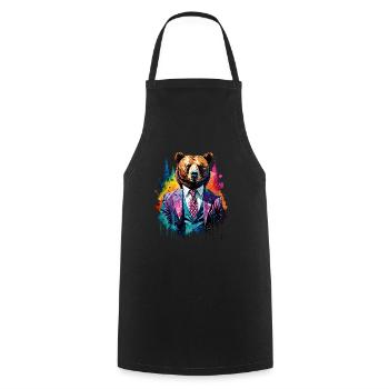 Bear in a suit - Cooking Apron - black - Front - AI Model Male 185 dark (185cm)