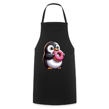 Mignon pingouin beignet dessin animé Crazy Candy - Tablier de cuisine - noir - Devant - AI Model Male 185 dark (185cm)