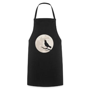 Silhouette de corbeau avant la pleine lune - Tablier de cuisine - noir - Devant - AI Model Male 185 dark (185cm)