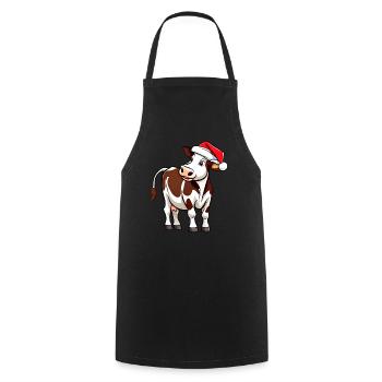 Cute cow with santa hat - Cooking Apron - black - Front - AI Model Male 185 dark (185cm)