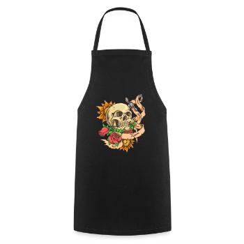 Skull tattoo - Cooking Apron - black - Front - AI Model Male 185 dark (185cm)