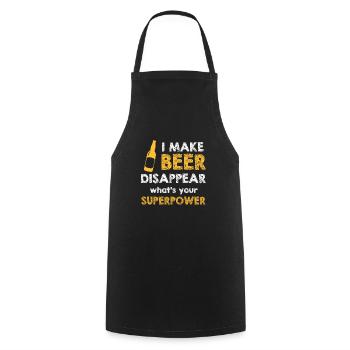 I make Beer Disappear, whats your SUPERPOWER - Kochschürze - Schwarz - Vorne - AI Model Male 185 dark (185cm)