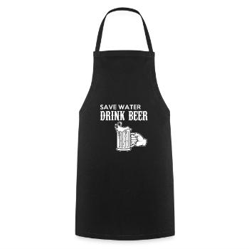 Save water drink beer - Kochschürze - Schwarz - Vorne - AI Model Male 185 dark (185cm)