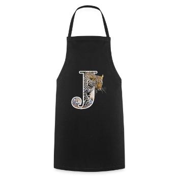 J Jaguar alphabet animals - Cooking Apron - black - Front - AI Model Male 185 dark (185cm)