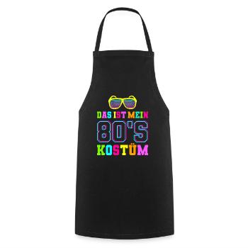 80s 80er Jahre Motto Party Kostüm - Kochschürze - Schwarz - Vorne - AI Model Male 185 dark (185cm)