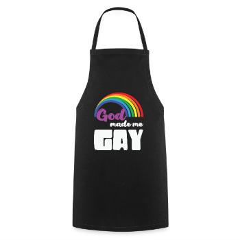 LBGT Flag Gay Pride Dieu humain m’a fait gay - Tablier de cuisine - noir - Devant - AI Model Male 185 dark (185cm)