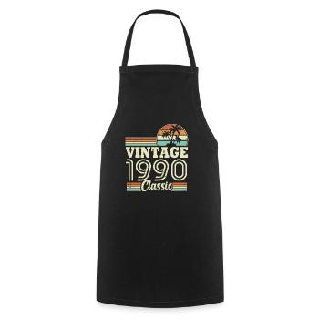 Vintage 1990 Classic, Cadeau D'anniversaire 33 Ans - Tablier de cuisine - noir - Devant - AI Model Male 185 dark (185cm)