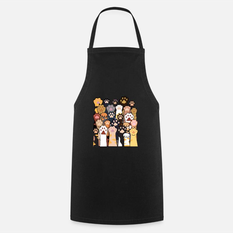 Pattes de chat Dessins amoureux des chats avec chat - Tablier de cuisine - noir