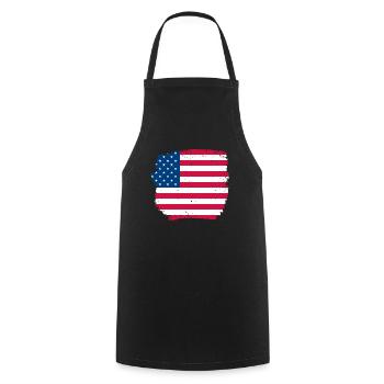 USA Vintage Amerikanische Flagge - Kochschürze - Schwarz - Vorne - AI Model Male 185 dark (185cm)