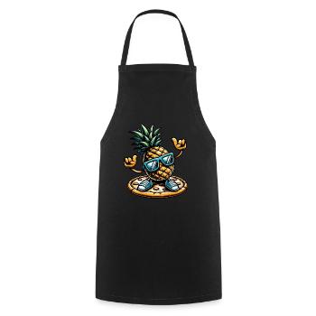 Cool Pineapple Pizza - Cooking Apron - black - Front - AI Model Male 185 dark (185cm)